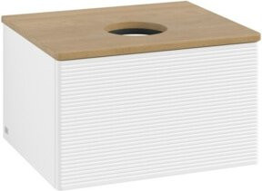 V&B Waschtischunterschrank Antao mit Frontstruktur und Beleuchtung, Farbe Eiche Honig und Weiß lackiert, B: 60 cm, T: 36 cm, H: 50 cm - Bild 1