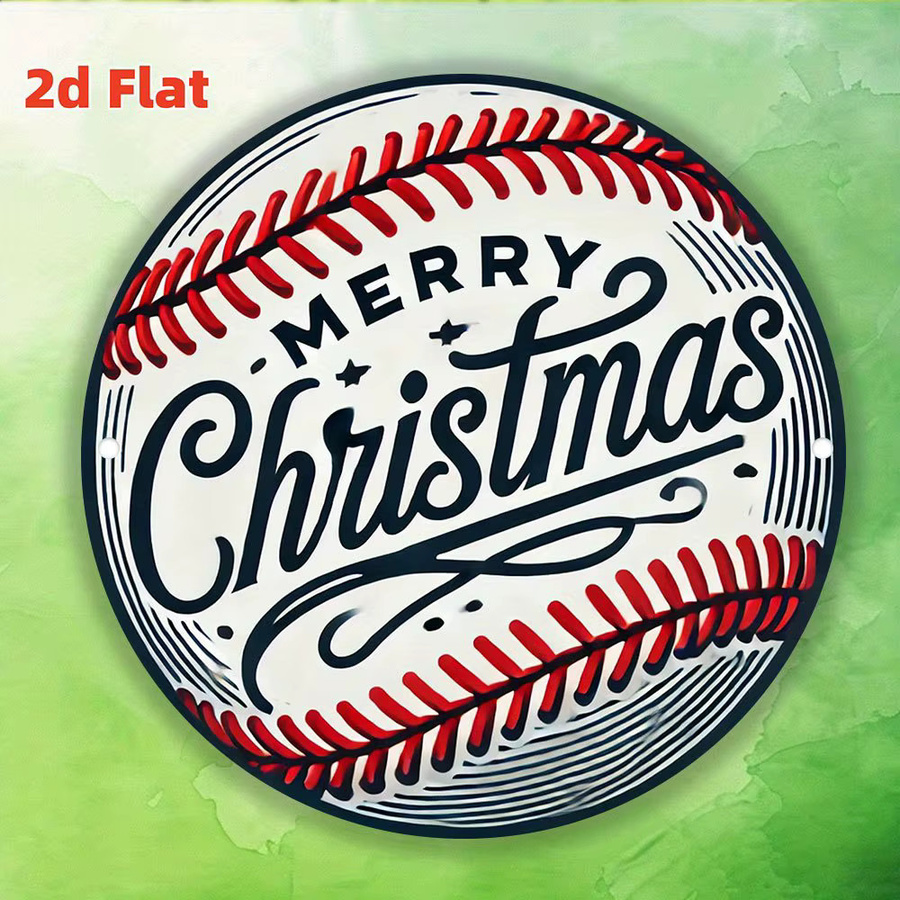 Potdemiel Retro Wandschild Weihnachten Baseball Motiv aus Metall, B/H: 20,32 x 20,32 cm, Mehrfarbig - Bild 5
