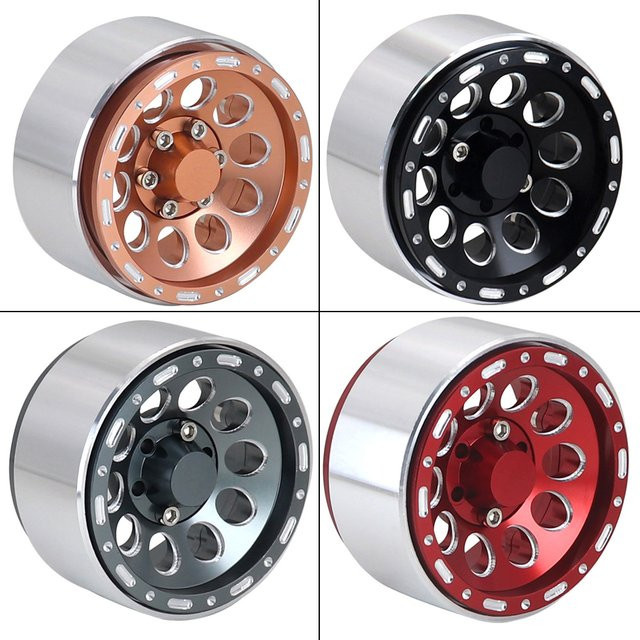 AJRC Beadlock Loch Radnabe Felge, Metall, Rot, 4-teiliges Set, 1:10 - Bild 1