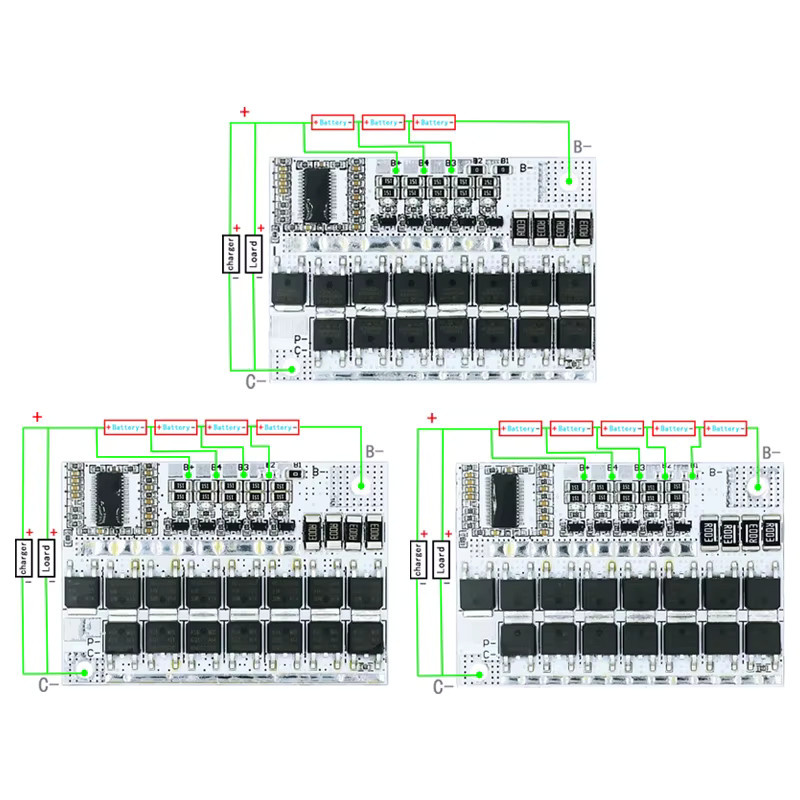 BMS Lithium-Batterie-Schutzplatine für Li-Ion und Li-Polymer Akkus, 100A, kompatibel mit 3s/4s/5s Konfigurationen (3,7V bis 21V) mit Ausgleichsladung - Bild 2