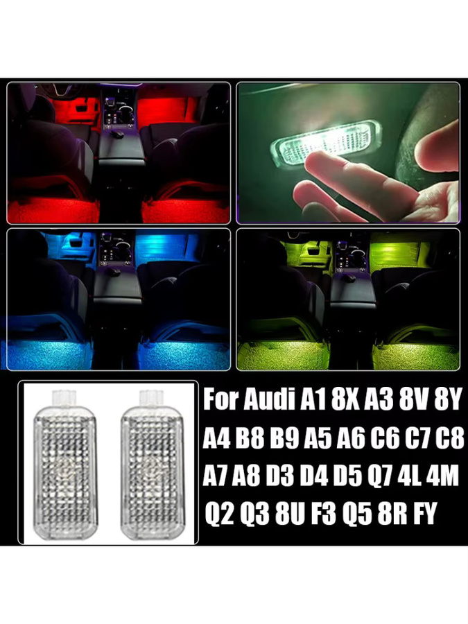 QYJSD RGB LED Auto-Innenraumbeleuchtung für Audi A1 A4 A5 A6 A7 A8 Q3 Q5 Q7 Q8 TT Fußraumbeleuchtung in Transparent - Bild 7