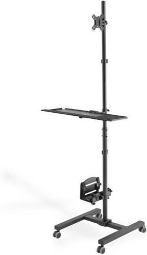 Digitus DA-90374 Rollwagen für PC und Monitor in Schwarz, höhenverstellbarer Arbeitsplatz aus Metall für Bildschirme von 43,2 bis 81,3 cm - Bild 1