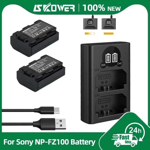 Sony NP-FZ100 Akku mit Doppelladegerät für Kameras in Schwarz, 2520mAh - Bild 1
