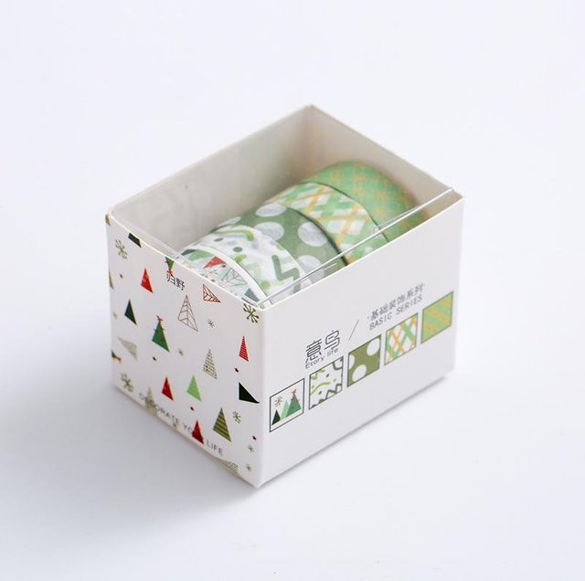 NATAWA Washi Tape Set mit 5 Rollen in Grün für Scrapbooking und Journaling - Bild 1
