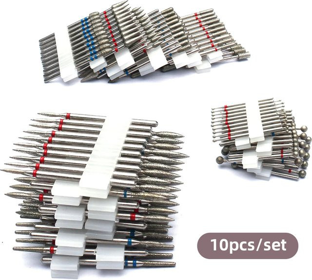 NotNoot Nagelbohrer-Set, 10-teilig, Hartmetall-Nagelhaut-Bits, Unisex - Bild 1