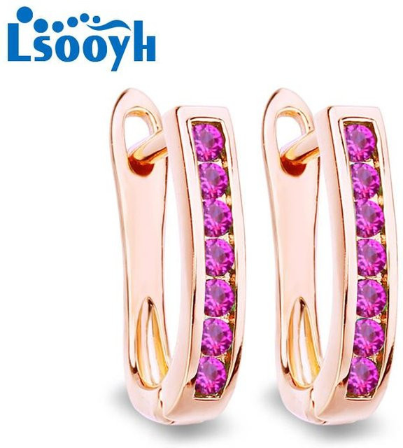 LSOOYH Ohrstecker, Messing, Roségold, Zirkonia, Damen - Bild 1