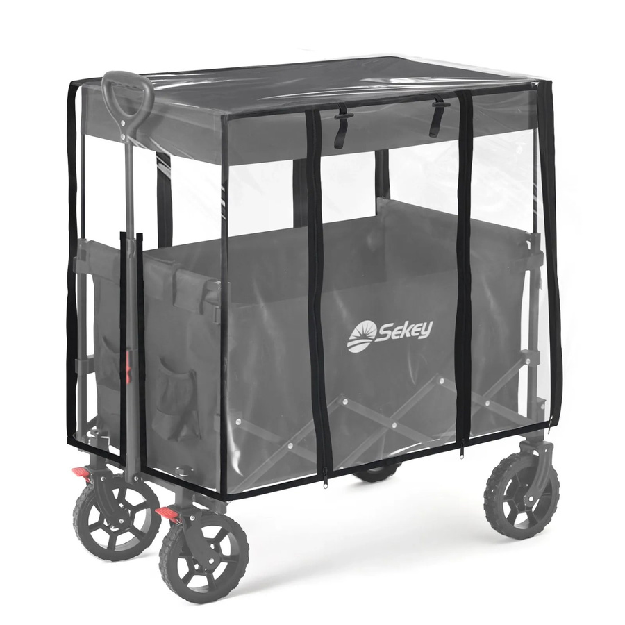 Sekey Regenschutzhülle für faltbaren Bollerwagen mit Dach aus EVA-Material, Schwarz, B/T/H: 75 x 50 x 65 cm - Bild 2