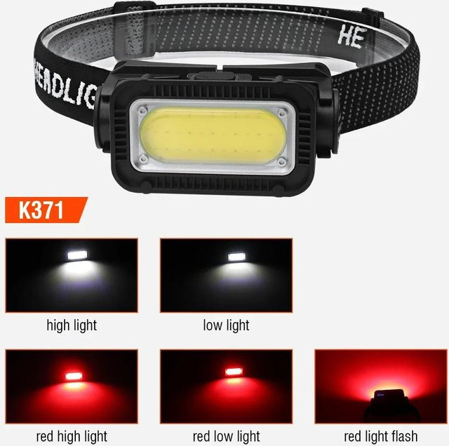 YWZT Mini-COB-Stirnlampe mit Typ-C Ladefunktion, superhelle 300LM LED-Stirnlampe in Schwarz, wasserdichte tragbare Notfall-Laterne für Outdoor und Camping - Bild 1