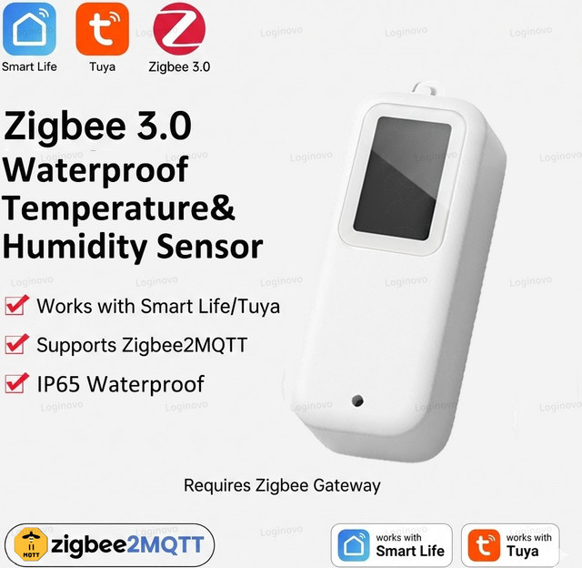 Forubest Zigbee Smart Thermometer Hygrometer IP65 Wasserdichter LCD-Temperatur- und Feuchtigkeitssensor in Weiß, kompatibel mit Alexa und Google Home via TUYA Z2M - Bild 1