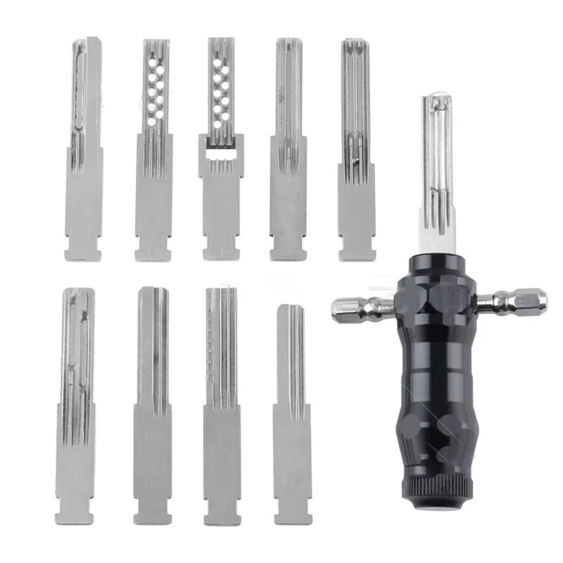 OLOEY 10-in-1 Tubular Lockpick-Set aus Edelstahl in Silber für professionelle Entriegelungen - Bild 2