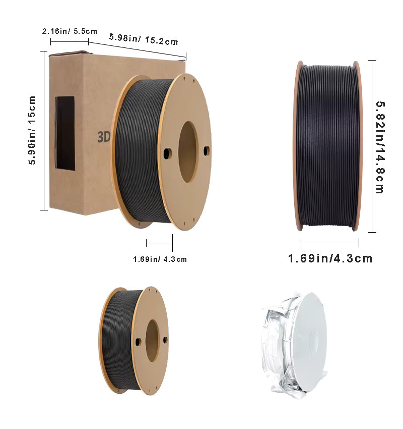 Bing PA6-CF3D FDM Filament: Hochfestes und stoßfestes kohlefaserverstärktes Nylon in Schwarz - Bild 2