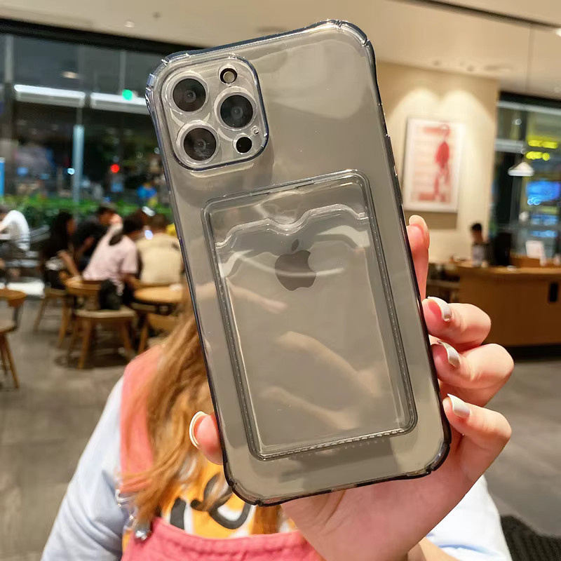 Transparente Brieftasche und Kartenhalter als weiche Hülle für dein iPhone (kompatibel mit iPhone 11 bis iPhone 17 Pro Max) in Transparent und Grau - Bild 5
