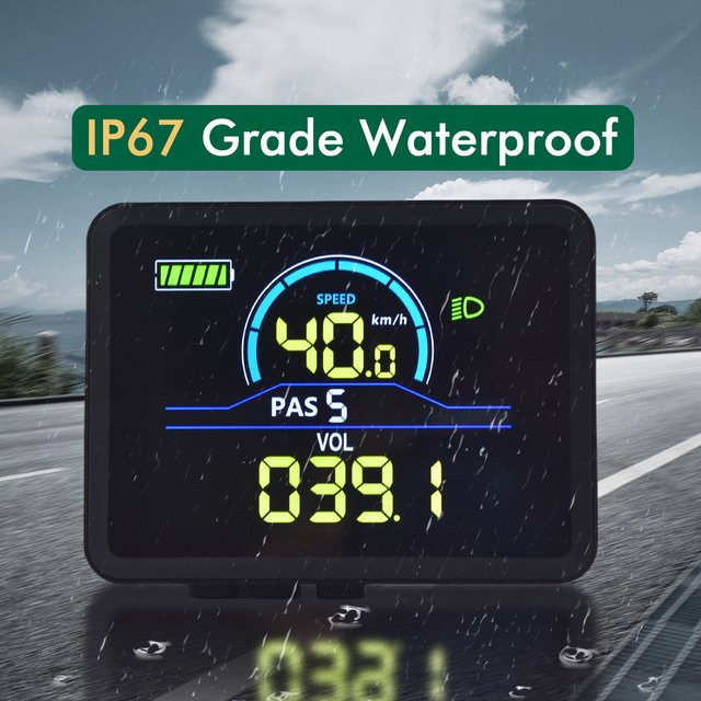 Mcezdy UART2 P5C Elektrofahrrad LCD-Display mit USB-C Anschluss, buntes E-Bike Messgerät für 24V-60V, wasserdichter SM-Verbindungsstecker, Schwarz/Mehrfarbig - Bild 1