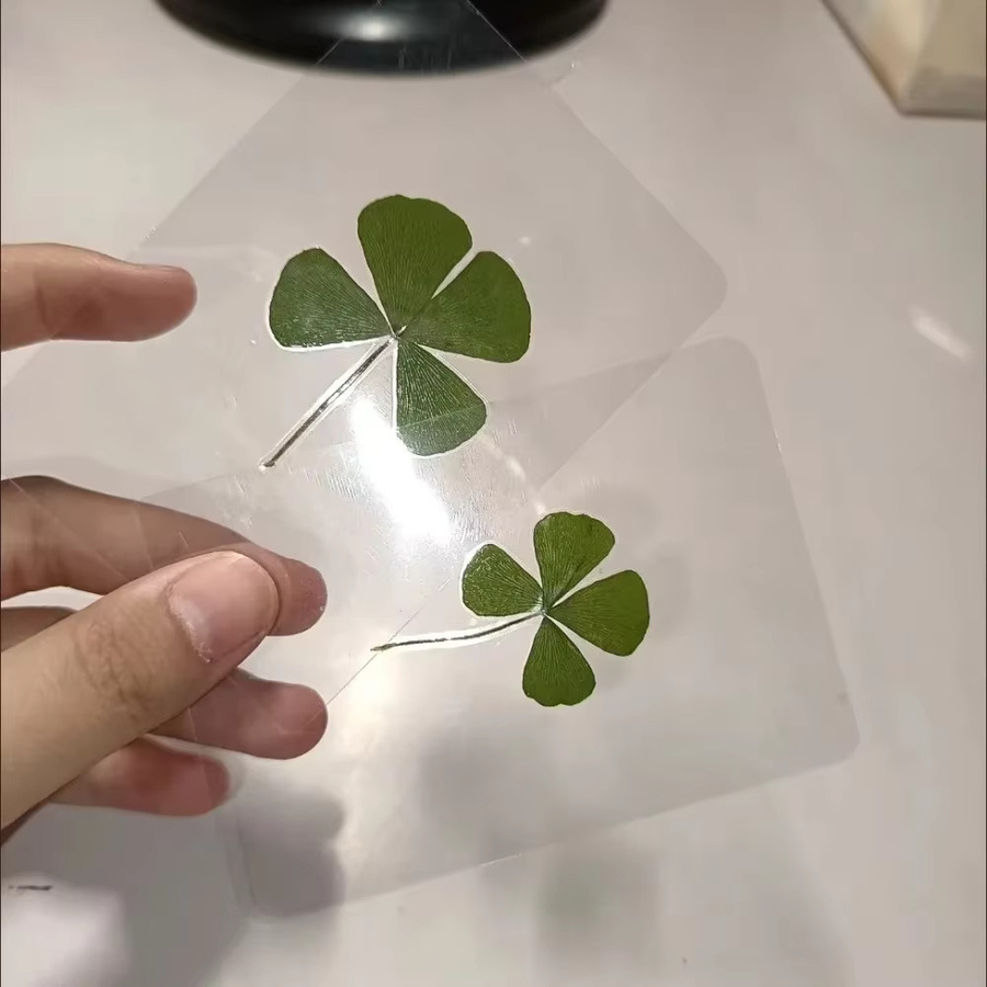 5 Stück kissbuty Lucky Clover Postkarten aus transparentem Papier in Grün, florale Wunschkarten als Lesezeichen und Dekoration - Bild 2