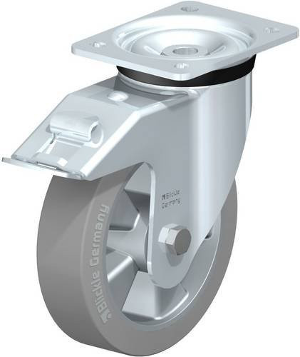 Blickle Lenkrolle LK-ALEV 180K-FI-SG mit Feststeller in Silber/Grau, Rad-Durchmesser: 180 mm, Tragfähigkeit: 450 kg - Bild 1