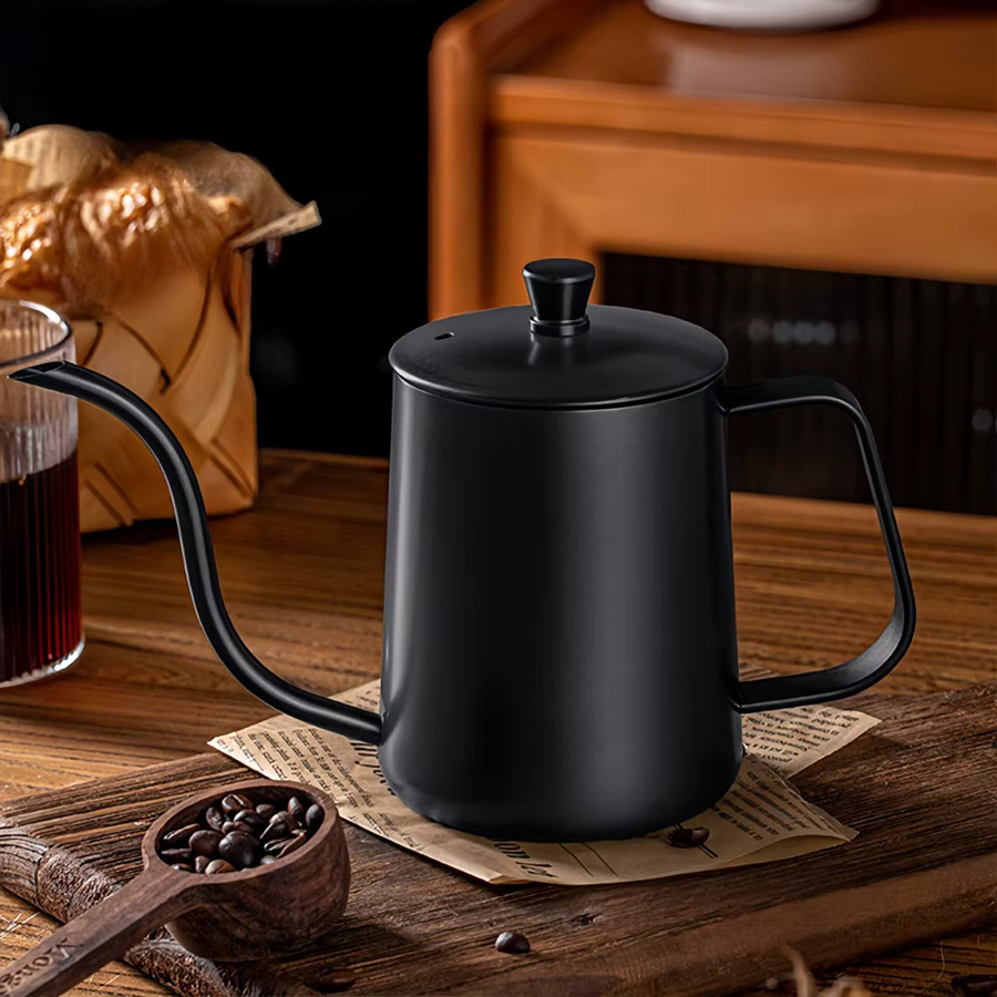 WUWANLI Schwanenhals Wasserkocher aus Edelstahl mit Deckel für Kaffee und Heißwasser in Silber, Beige oder Schwarz - Bild 2