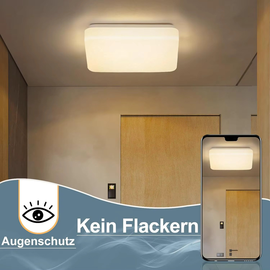 Cliheet LED-Deckenleuchte Sternenhimmel in Weiß, 15W, quadratisch, 3000 K Warmweiß, Durchmesser: 21 cm - Bild 3