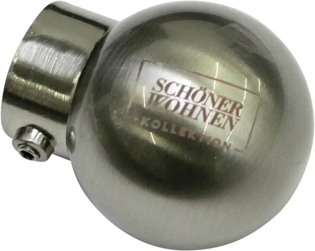 Schöner Wohnen Endstück Kugel Leon für Gardinenstange aus Edelstahl, Silber, 2 Stück, Durchmesser: 20 mm - Bild 1