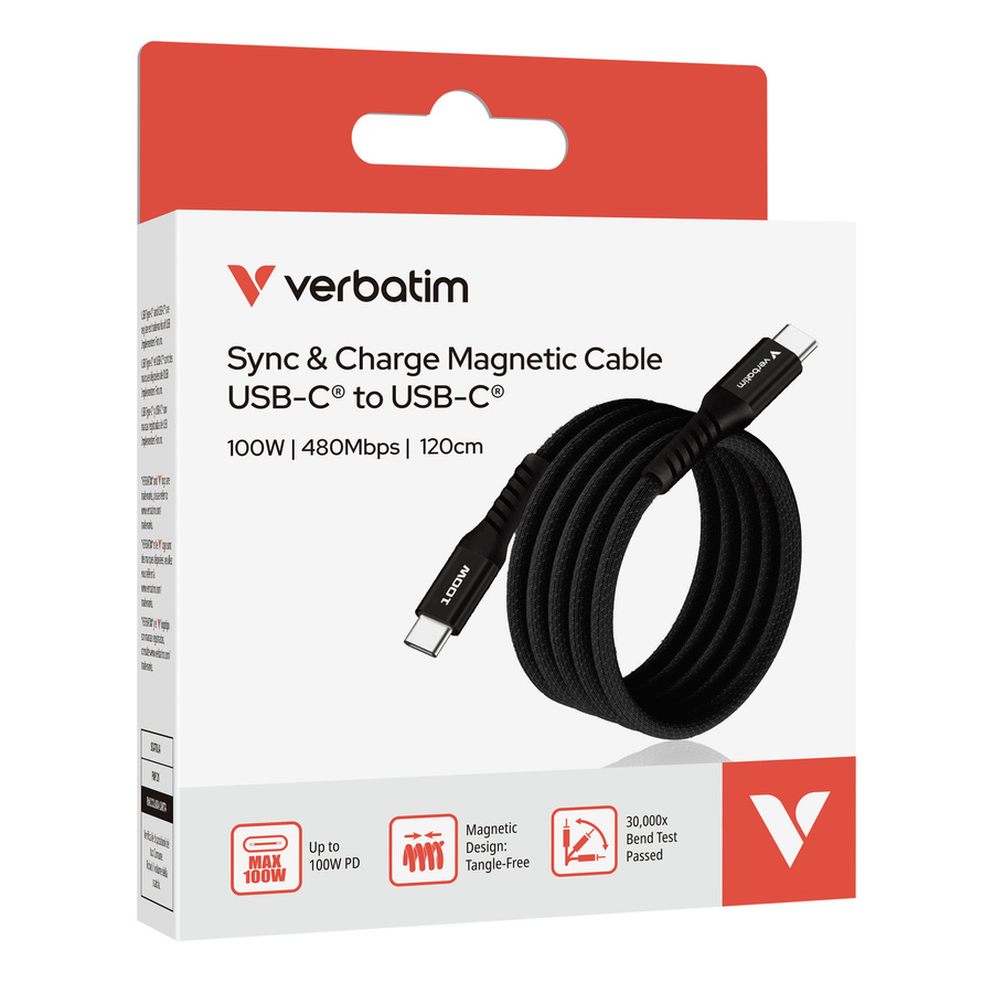 Verbatim USB-C auf USB-C Magnetkabel 100W Schwarz 1,2m - Bild 4