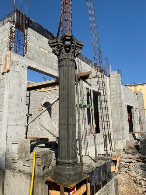 Europäische Betonsäulenform aus Kunststoff, rund mit vertikalen Streifen, Durchmesser: 30 cm, Höhe: 300 cm - Bild 1