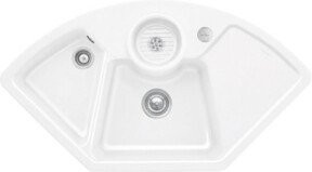 Villeroy & Boch Eckspüle Solo in Weiß mit Ablaufgarnitur und Exzenter aus Keramik mit CeramicPlus Beschichtung - Bild 1