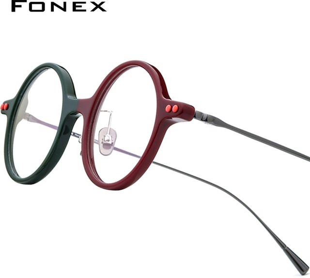 FONEX 85701 Korrektionsbrille, Vollrand, Rund, Acetat-Titan, Unisex, Multicolour - Bild 1