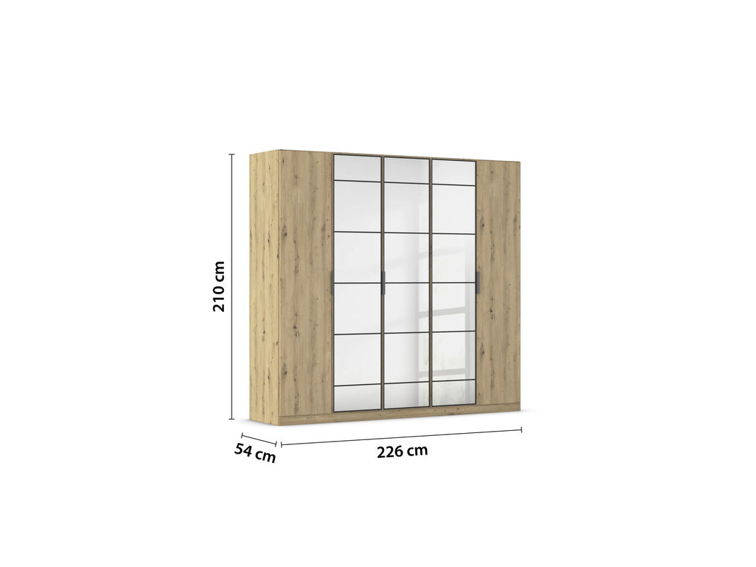 RAUCH Acero Drehtürenschrank in Eiche Artisan mit Spiegeltüren, B/H/T: 226 x 210 x 54 cm - Bild 3