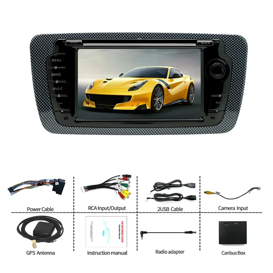 Icreative 2-DIN Autoradio für Seat Ibiza 2009–2013 mit CarPlay, Android Auto, GPS, Bluetooth und WiFi in Schwarz - Bild 4