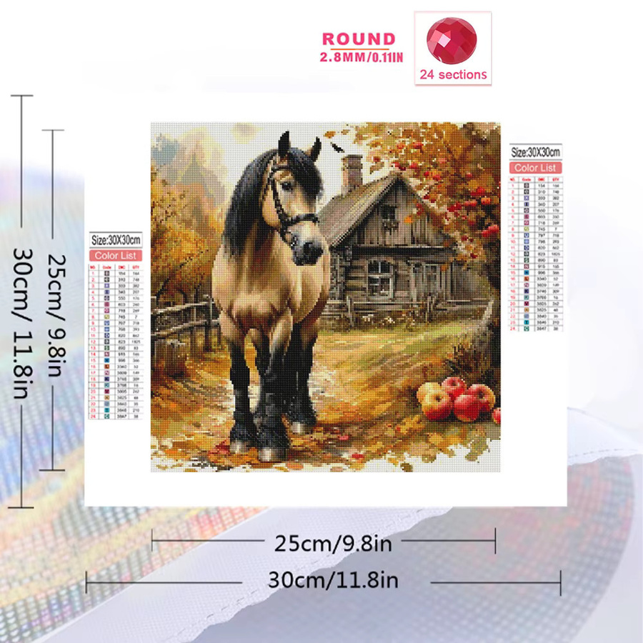 Momoart Diamond Painting Set Pferd Motiv in Mehrfarben, DIY Kreuzstich Kit mit runden Diamanten für die Tischdekoration - Bild 2