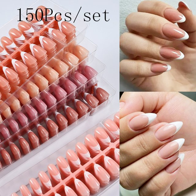 HotPress Nagel Tipps, Mandel, Nude Rosa, Matt, 150 Stück - Bild 1