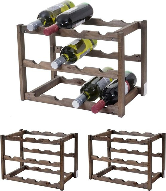 MCW Weinregal B58 aus Tannenholz mit 3 Böden, 3er Set, braun, B/T/H: 26 x 30 x 42 cm - Bild 3