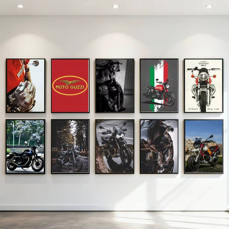 Kayou Moto Guzzi 100 Jahre Jubiläum Retro-Poster im Anime-Stil, Kunstdruck aus Papier, Mehrfarbig - Bild 2