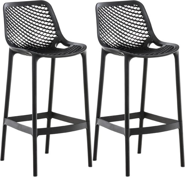 DELUKE 2er Set Barhocker BUNIM aus Kunststoff in Schwarz mit Lehne, B/T/H: 45 x 53 x 105 cm - Bild 1