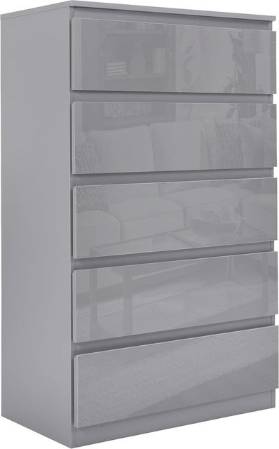 HTI-Living Kommode Kenji mit 5 Schubladen in Hochglanz Grau im modernen Design - Bild 1