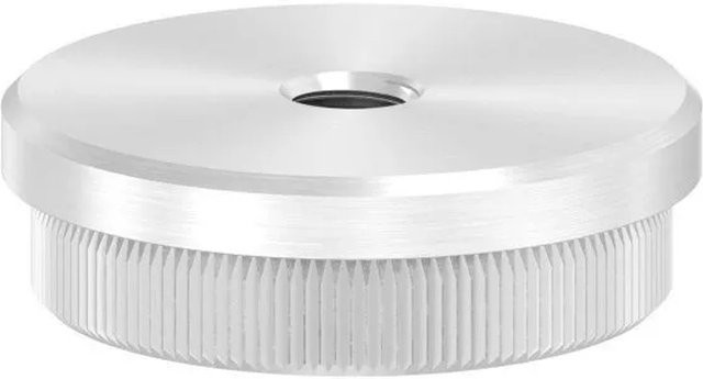 FeNau Einsteckkappe aus V2A Edelstahl in Silber für Rohr Ø 42,4 mm mit M8 Gewinde Flach - Bild 1