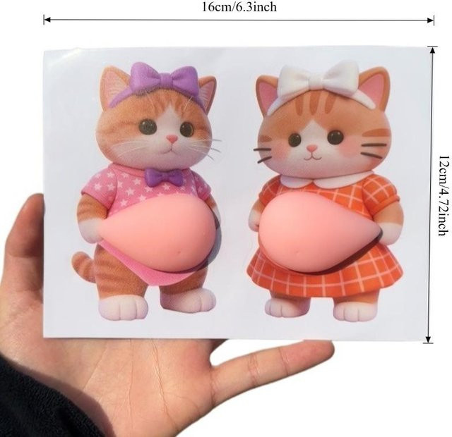 A Family Of Home Textiles, Süße Mollige 3D-Kätzchen-Aufkleber, Quetschspielzeug - Bild 1