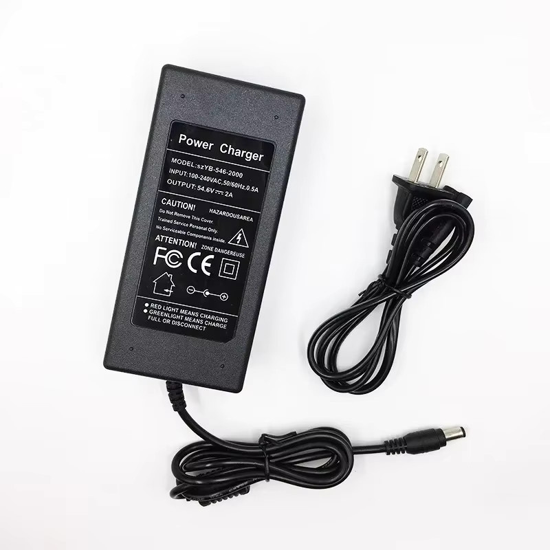 Lithium-Ionen-Ladegerät 54,6 V 2A für 48V 13s Skateboard und Balance-Fahrzeuge, Schwarz, mit Barrel-Stecker - Bild 2