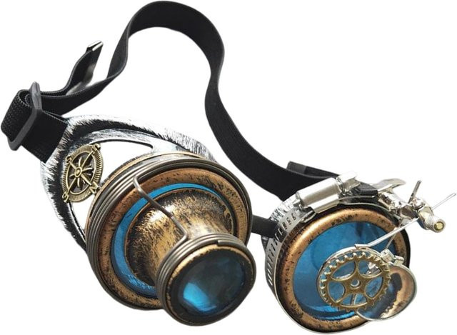 MagiDeal Sonnenbrille Steampunk, Vollrand, Rund, Metall, Blau, Unisex - Bild 1