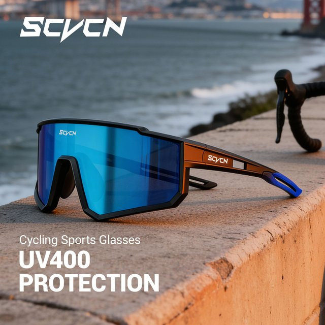 SCVCN Sportsonnenbrille, Vollrand, Black, Unisex, Wrap - Bild 1