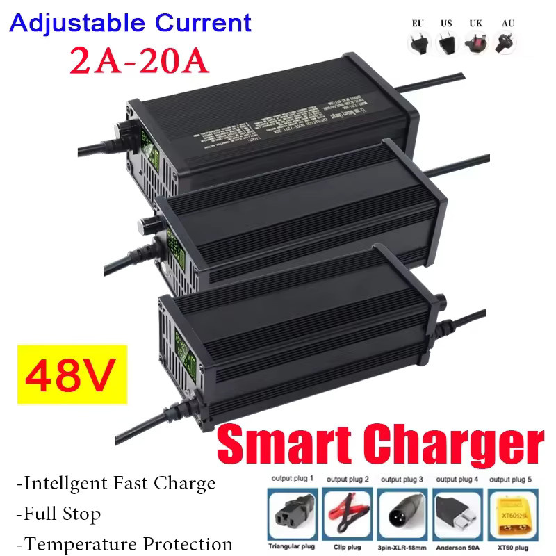 luxuglow Einstellbares Lithium-Batterieladegerät für Elektromobilität, 48V, Farbe: Schwarz - Bild 2