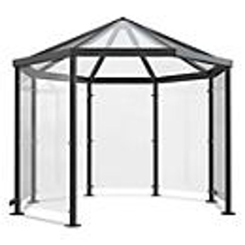 Achteck-Raucherpavillon Modell Paris von WSM in Anthrazitgrau ohne Seitenwände aus verzinktem Stahl und Glas, B/T/H: 330 x 310 x 330 cm - Bild 2