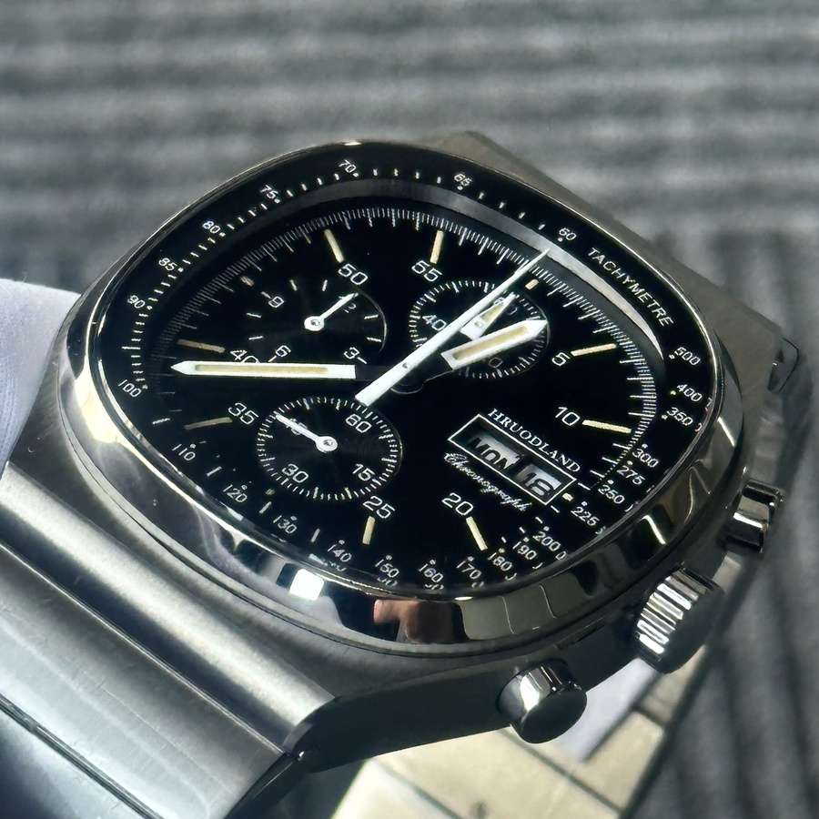 Hruodland Armbanduhr Quarz, Edelstahl, Saphirglas, Schwarz, Herren - Bild 4