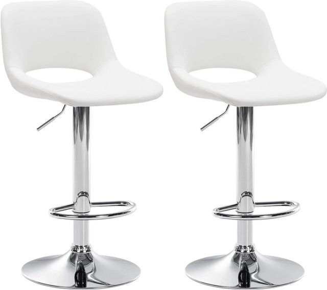 DELUKE Barhocker JAKSON 2er Set, Barstühle mit Lehne aus weißem Kunstleder und Chrom, modern - Bild 1