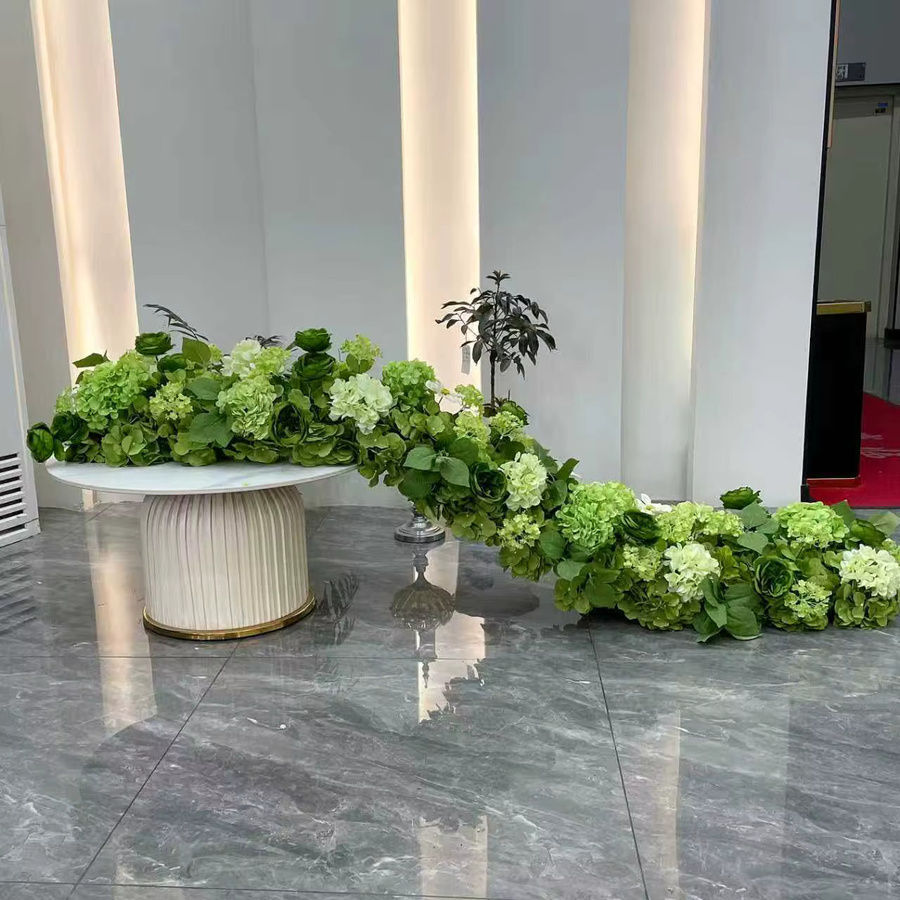 Uflower Künstliche Rosen Blumenreihe in Grün als Tischdekoration für Hochzeit und Party, B/H/T: 50 x 30 x 30 cm - Bild 2
