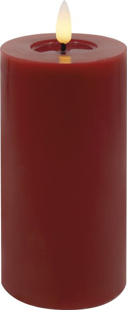 Rote LED Stumpenkerze WINTER aus Echtwachs mit Timer, Höhe: 15,0 cm, Breite: 7,5 cm - Bild 1