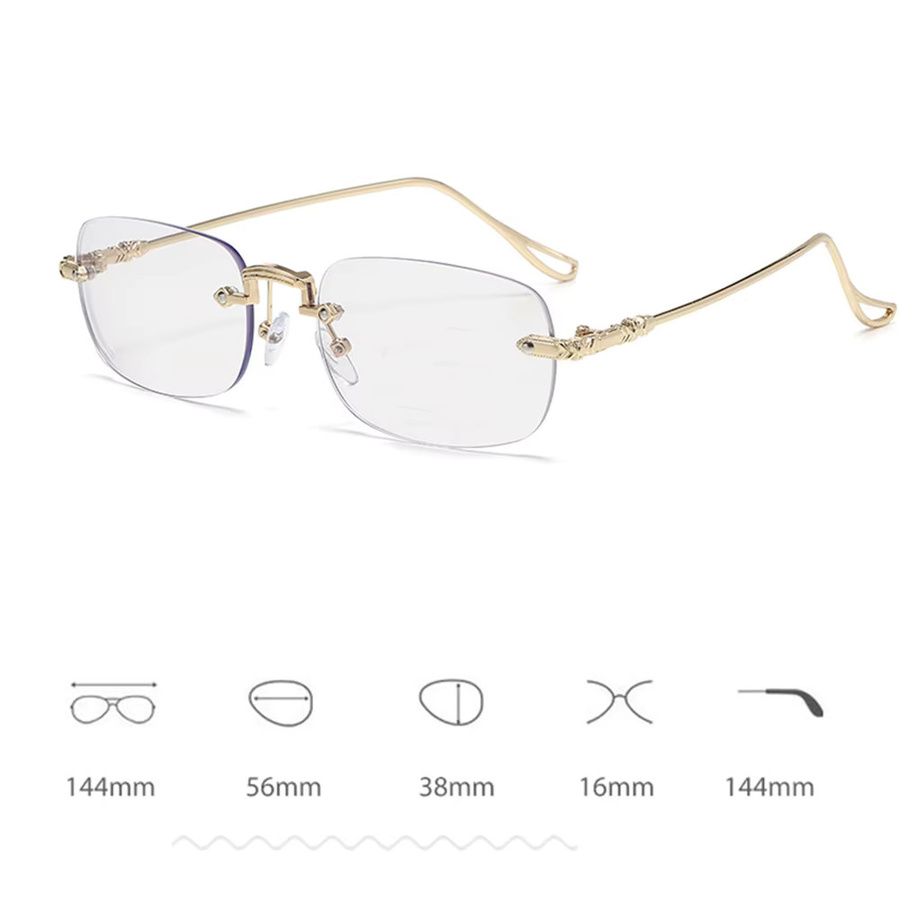 KLASSNUM Korrektionsbrille, randlos, rechteckig, Metall, Gold, Unisex, Blaulichtfilter - Bild 4