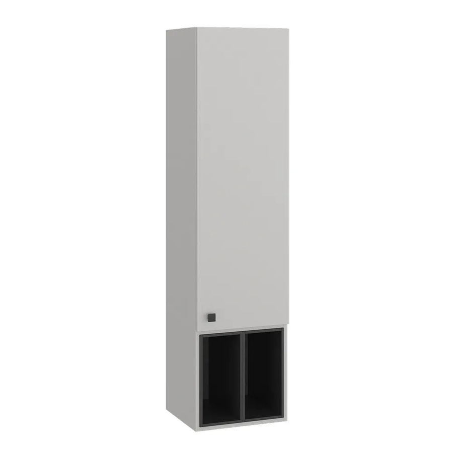 Vicco Hängeschrank Gerta Badschrank Grau-Schwarz mit Tür und offenen Fächern, B: 37,5 cm, H: 150 cm - Bild 3