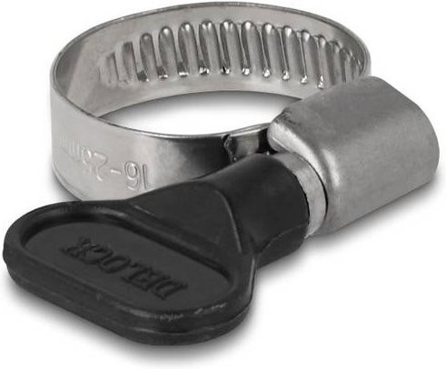 Delock 19450 Schlauchschellen aus Edelstahl in Silber, 10 Stück, Durchmesser: 16 mm bis 25 mm - Bild 1