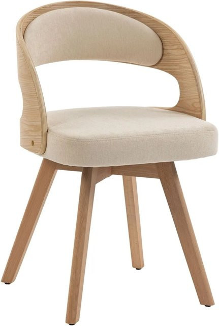 PXloue 2er-Set Esszimmerstühle drehbar in Beige mit Leinenbezug und Buchenholzbeinen - Bild 1