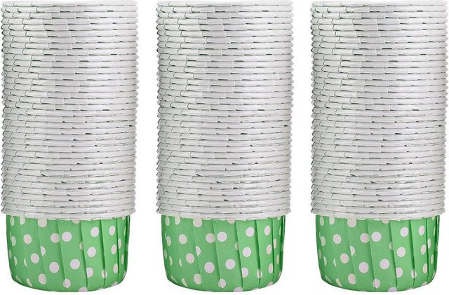 100 Stück Mini Cupcake Förmchen aus Papier von DIYelecs in Grün und Weiß, runde Muffin Hüllen für Hochzeit und Zuhause - Bild 1